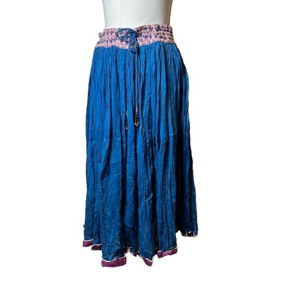 Made In India Women's Cotton Boho Skirt Gorgeous Detail Blue Size M/L - Picture 1 of 11